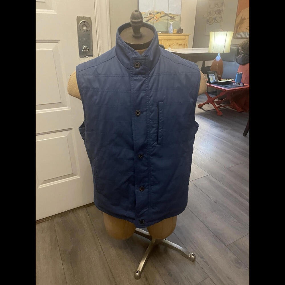 Johnnie-o  Reversible Puffer Vest Mens XL BLUE Black Full Zip Button Up Golf